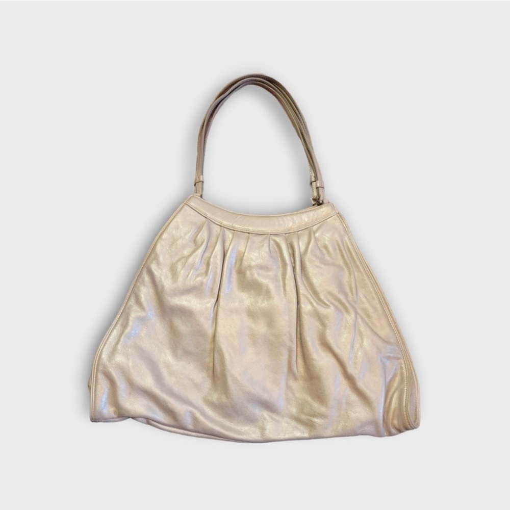 Hobo International Silver Leather A-Line Opalescent Ivory White Pleated Bag